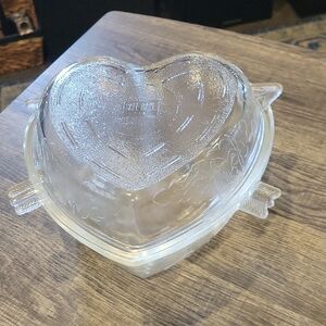"Valentine" Jeanette Glass/"Safe Bake" Heart Shaped Casserole Dish W/ Lid,GUC